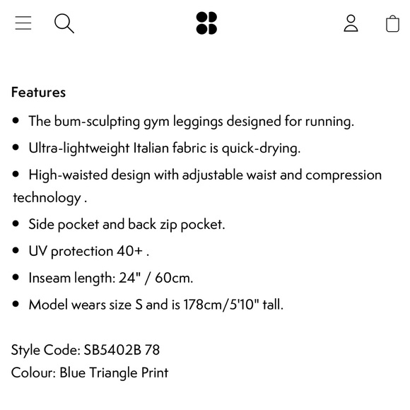 Sweaty Betty Zero Gravity 7/8 printed leggings, Size Medium - Picture 10 of 10